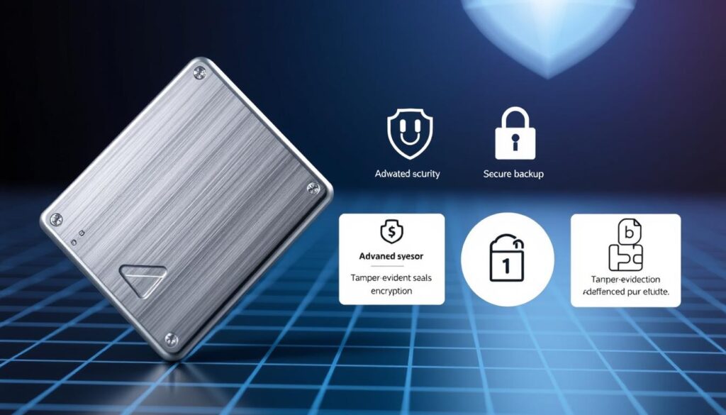 A sleek and secure Kaspa cryptocurrency wallet showcasing its robust security features. The wallet's angular design and brushed metal finish convey a sense of strength and reliability. In the foreground, a close-up view highlights the wallet's biometric sensor and advanced encryption system, ensuring the safety of your digital assets. The middle ground depicts the wallet's tamper-evident seals and secure backup capabilities, emphasizing the layers of protection. In the background, a subtle grid pattern and soft lighting create a professional, tech-forward atmosphere, reinforcing the wallet's cutting-edge security solutions. A sleek and secure Kaspa cryptocurrency wallet showcasing its robust security features. The wallet's angular design and brushed metal finish convey a sense of strength and reliability. In the foreground, a close-up view highlights the wallet's biometric sensor and advanced encryption system, ensuring the safety of your digital assets. The middle ground depicts the wallet's tamper-evident seals and secure backup capabilities, emphasizing the layers of protection. In the background, a subtle grid pattern and soft lighting create a professional, tech-forward atmosphere, reinforcing the wallet's cutting-edge security solutions.