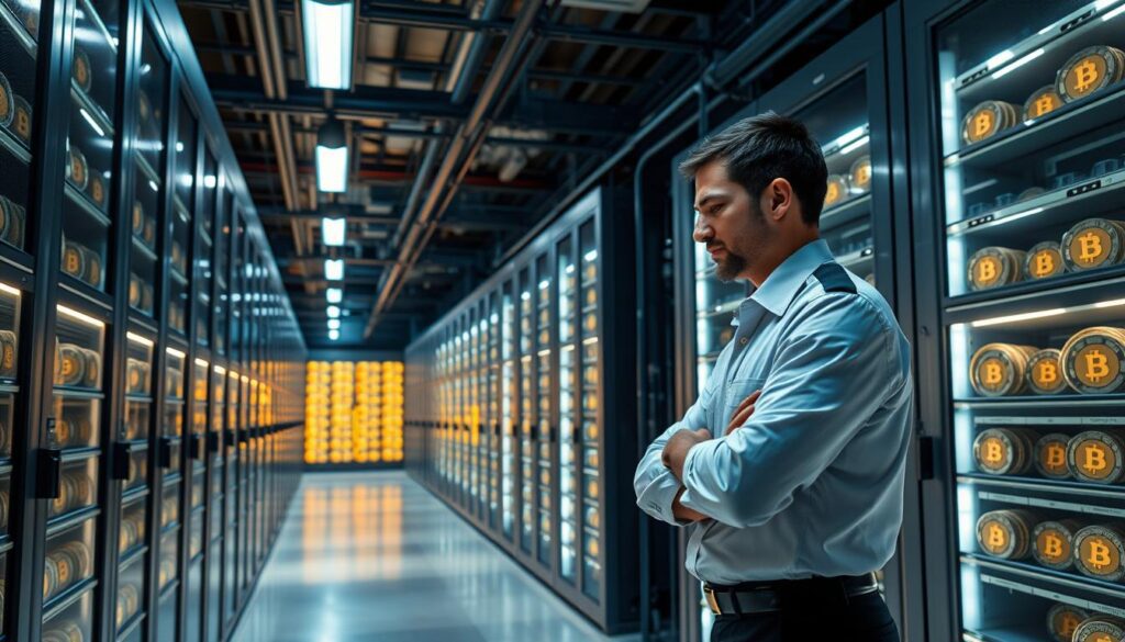A secure, well-organized cryptocurrency storage facility, featuring rows of high-capacity, climate-controlled meme coin wallets. The interior is bathed in a soft, ambient glow, with sleek, minimalist shelving units housing an array of digital assets. In the foreground, a lone technician in a crisp uniform meticulously checks the status of the wallets, ensuring the safekeeping of these volatile yet fascinating digital currencies. The background reveals a state-of-the-art security system, complete with biometric scanners and redundant backup power sources, all designed to protect the precious meme coin holdings within. A secure, well-organized cryptocurrency storage facility, featuring rows of high-capacity, climate-controlled meme coin wallets. The interior is bathed in a soft, ambient glow, with sleek, minimalist shelving units housing an array of digital assets. In the foreground, a lone technician in a crisp uniform meticulously checks the status of the wallets, ensuring the safekeeping of these volatile yet fascinating digital currencies. The background reveals a state-of-the-art security system, complete with biometric scanners and redundant backup power sources, all designed to protect the precious meme coin holdings within.