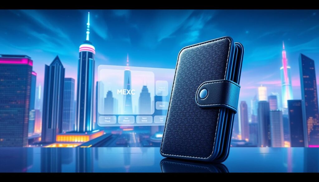 A vibrant, photorealistic digital illustration of a sleek, modern-looking MEXC meme coin wallet. The wallet is depicted in the foreground, rendered in high detail with intricate textures and reflective surfaces. The middle ground features a crisp, minimalist user interface showcasing the wallet's key features, while the background depicts a futuristic cityscape with towering skyscrapers and a vibrant, neon-lit skyline. The overall scene conveys a sense of innovation, technology, and the bright future of meme coin management on the MEXC platform. Soft, directional lighting from the left side casts dramatic shadows, adding depth and dimension to the composition. The mood is one of sophistication, progress, and the seamless integration of finance and digital assets. A vibrant, photorealistic digital illustration of a sleek, modern-looking MEXC meme coin wallet. The wallet is depicted in the foreground, rendered in high detail with intricate textures and reflective surfaces. The middle ground features a crisp, minimalist user interface showcasing the wallet's key features, while the background depicts a futuristic cityscape with towering skyscrapers and a vibrant, neon-lit skyline. The overall scene conveys a sense of innovation, technology, and the bright future of meme coin management on the MEXC platform. Soft, directional lighting from the left side casts dramatic shadows, adding depth and dimension to the composition. The mood is one of sophistication, progress, and the seamless integration of finance and digital assets.